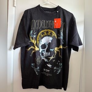 YoungLA Black Graphic Skull Heavyweight T-Shirt, Size Small